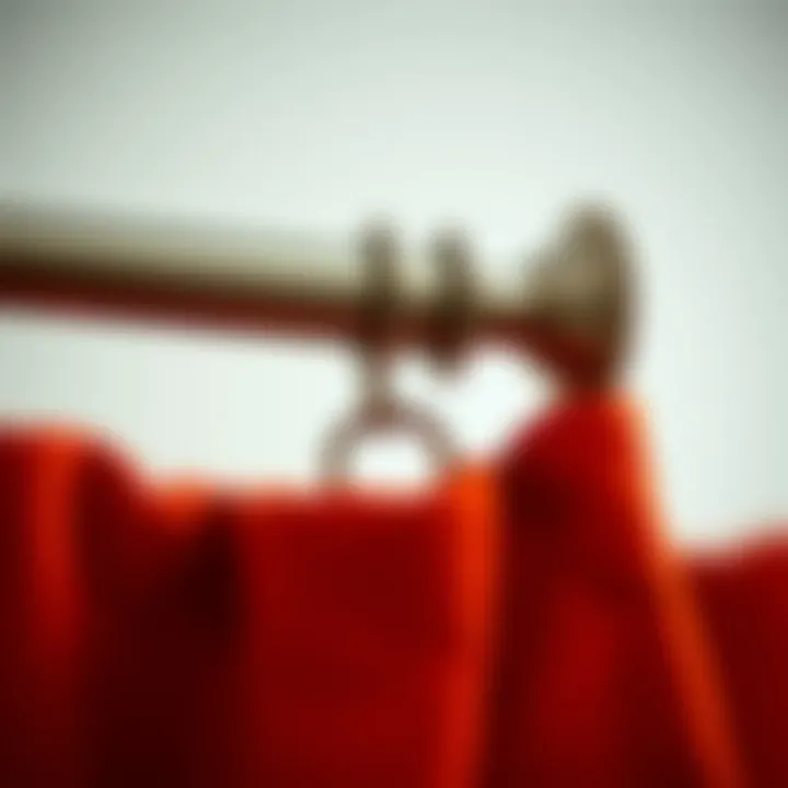 Detailed view of curtain rod assembly