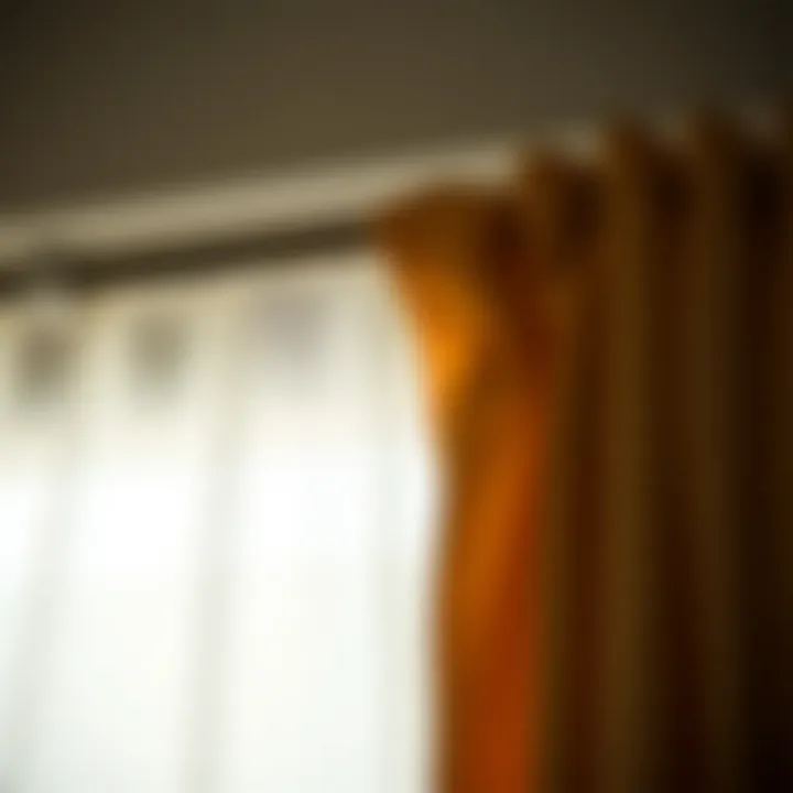 Close-up of foam curtain installation