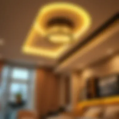 Creative Lighting Integration Creative lighting integration within a stylish ceiling