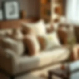 Stylish sofa with decorative cushions