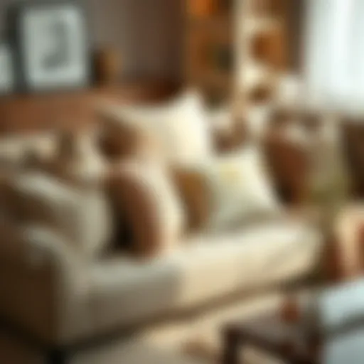 Stylish sofa with decorative cushions