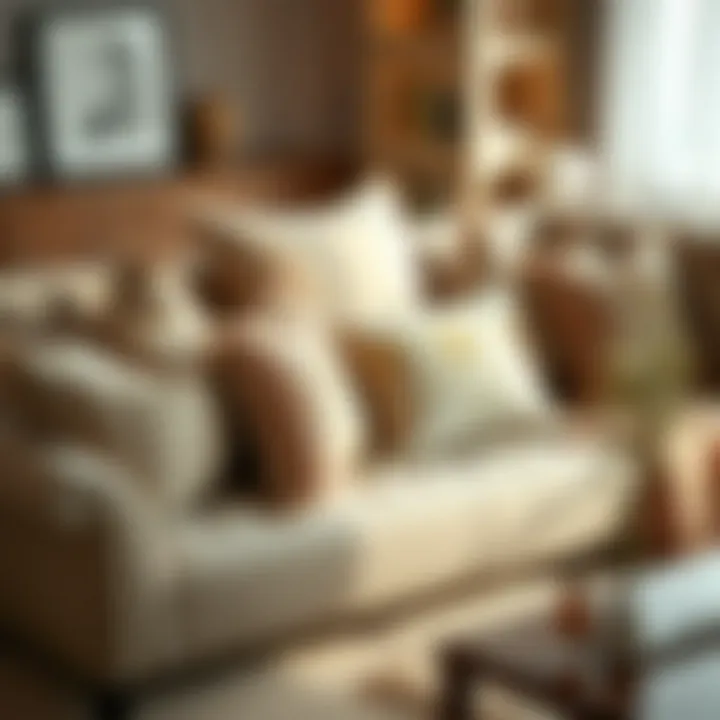 Stylish sofa with decorative cushions