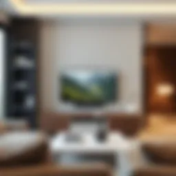 Stylish wall-mounted TV unit in a modern living room setting