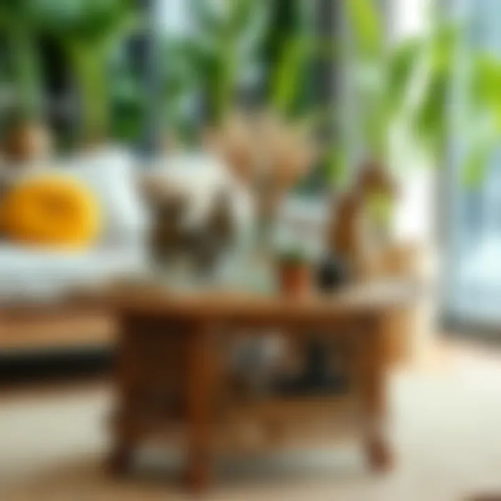 Stylish wicker table adorned with decorative items