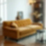 Luxurious suede sofa in a stylish living room setting