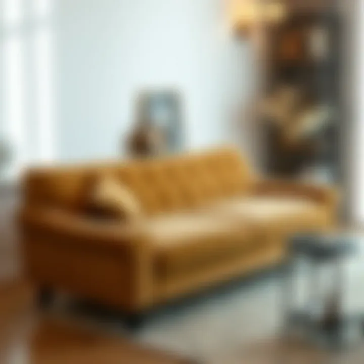 Luxurious suede sofa in a stylish living room setting