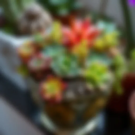A vibrant succulent arrangement in a decorative pot