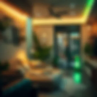 An environmentally friendly home setup with LED lighting, focusing on sustainability