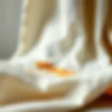 A detailed view of a tea stain on fabric