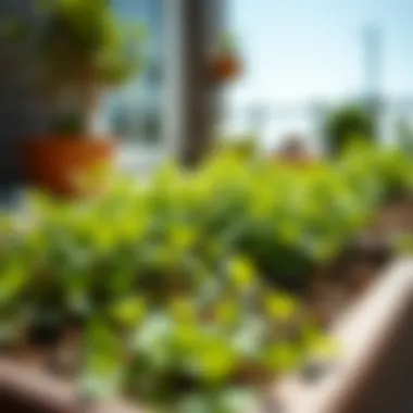 An outdoor garden with cress plants basking in sunlight