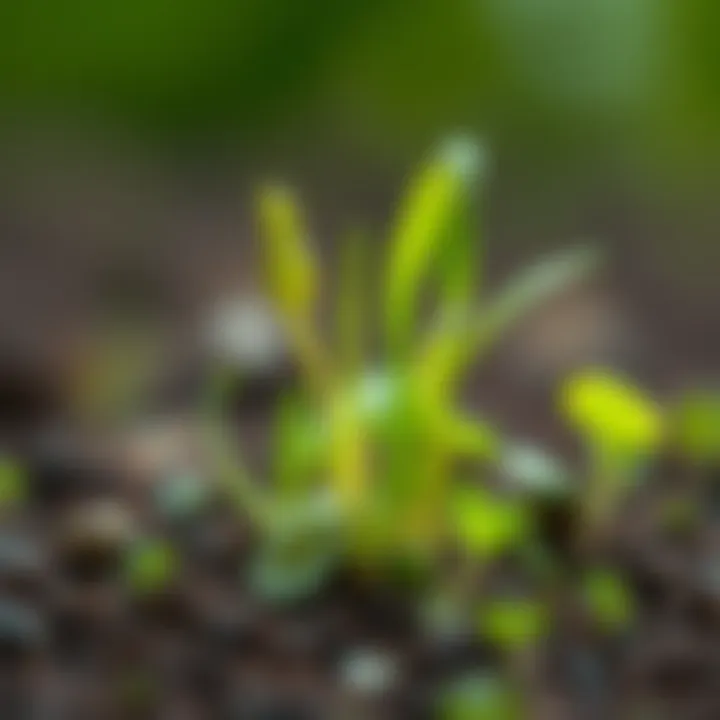 A close-up of cress roots developing in nutrient-rich soil