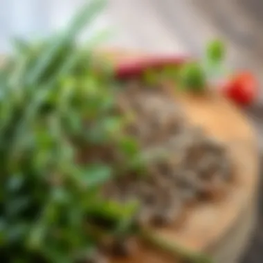 Healthy cress seeds arranged neatly on a wooden background