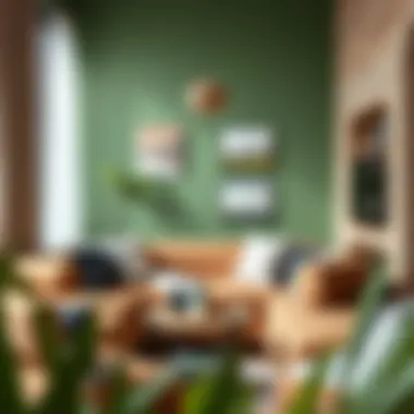 Textures and Materials in Khaki Green Decor Stylish interior design showcasing textures and materials with khaki green