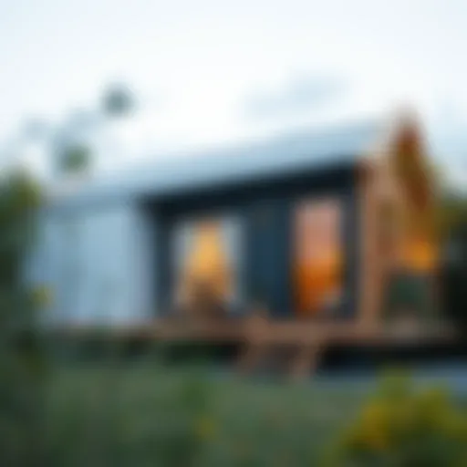 Modern tiny house design with large windows