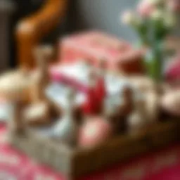 Beautifully arranged traditional items for a bridal trousseau