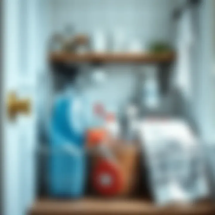 Organized Supplies for a Streamlined Cleaning Routine Organized cleaning supplies for bathroom