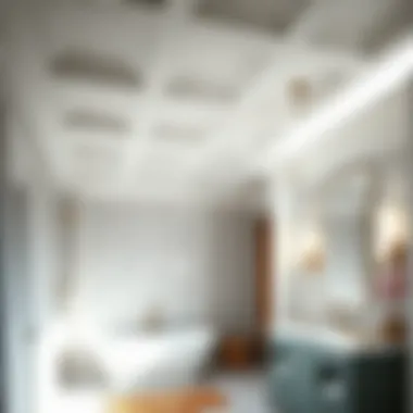 Elegant coffered ceiling design in a modern bathroom