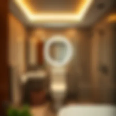 Luminous ceiling with integrated lighting in a stylish toilet