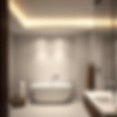 Minimalist flat ceiling in a contemporary restroom