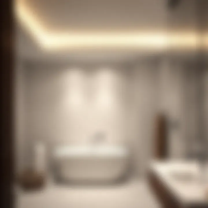 Minimalist flat ceiling in a contemporary restroom