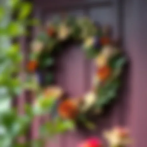 Colorful door wreath made from natural materials