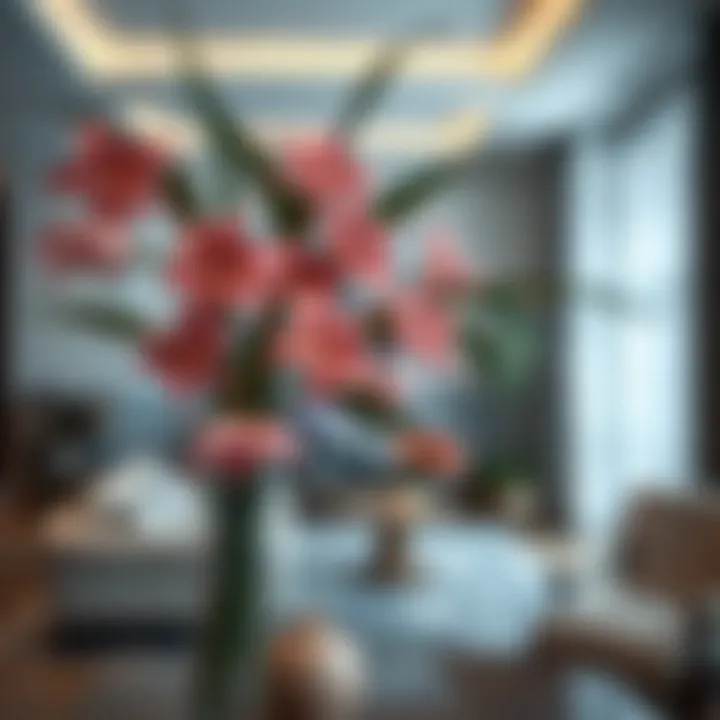 Elegant long-leaved flower arrangement in a modern interior