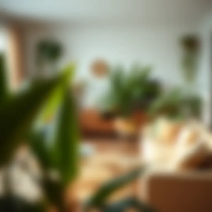 Serene living space adorned with long-leaved plants