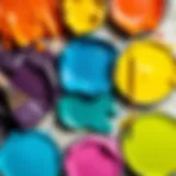 A vibrant palette showcasing different paint consistencies.