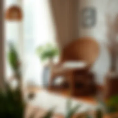 Elegant wicker chair in a cozy living room