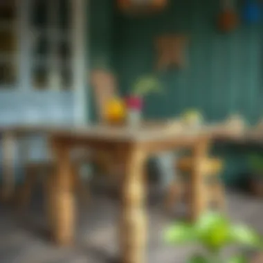 A wooden table with a fresh coat of paint and a rustic finish