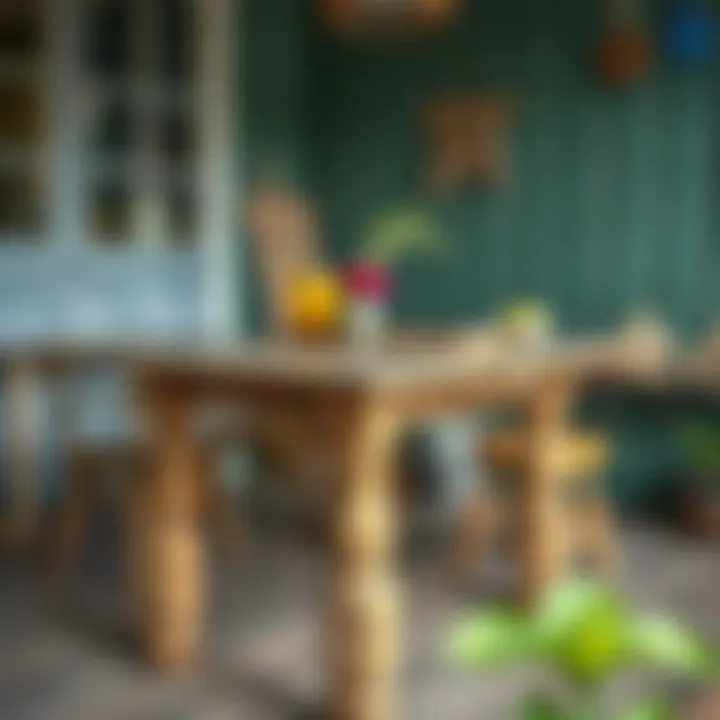 A wooden table with a fresh coat of paint and a rustic finish