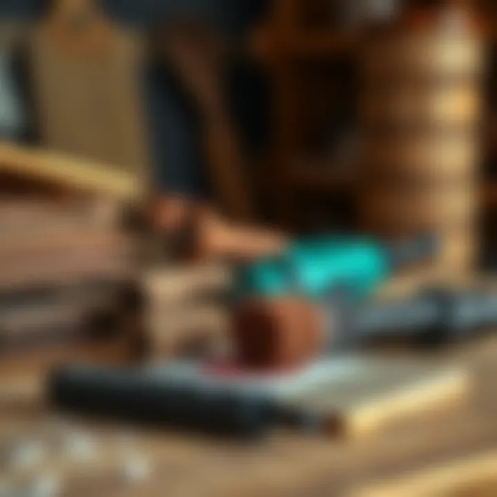 An array of sandpaper and tools for preparing wooden surfaces