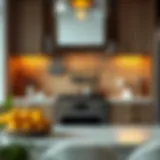 Elegant kitchen showcasing wood-look ceramic backsplash