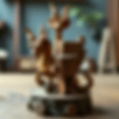 A beautifully carved wooden sculpture demonstrating fine craftsmanship