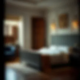 Artistic arrangement of a bed positioned near a door