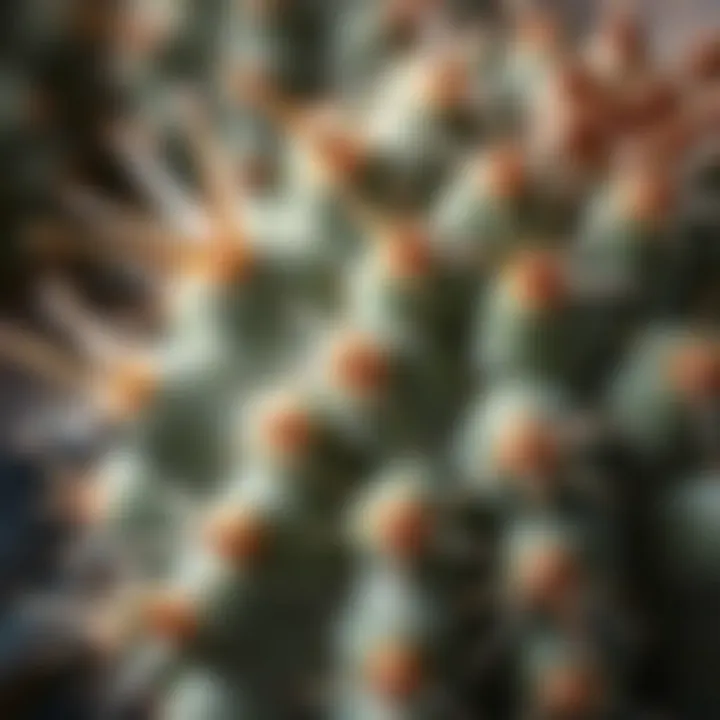 Close-up of cactus spines and texture