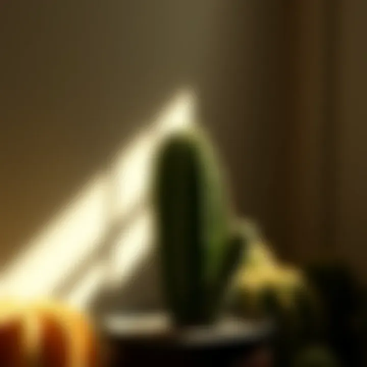 Cactus with sunlight streaming in