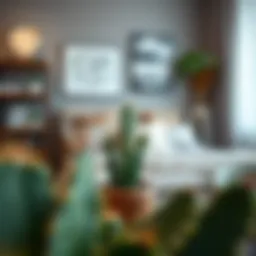 Cactus in a modern bedroom setting