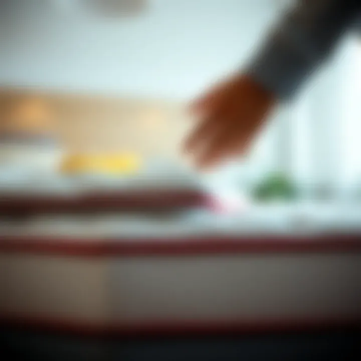 Close-up view of a person adjusting mattress height