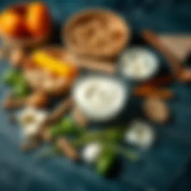 Ingredients laid out for making yogurt