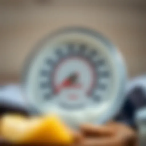 Thermometer displaying the ideal temperature for yogurt making